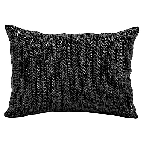 Buy Michael Amini Beaded Stripes Rectangle Throw Pillow in Black from Bed Bath & Beyond