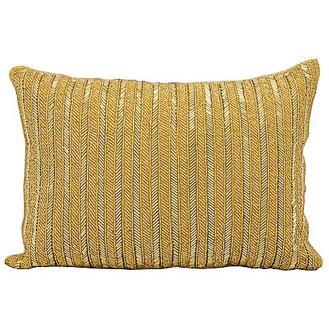 Buy Michael Amini Beaded Stripes Rectangle Throw Pillow in Gold from Bed Bath & Beyond