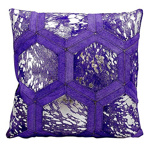 Buy Michael Amini Hexagon Square Throw Pillow in Purple/Silver from Bed Bath & Beyond