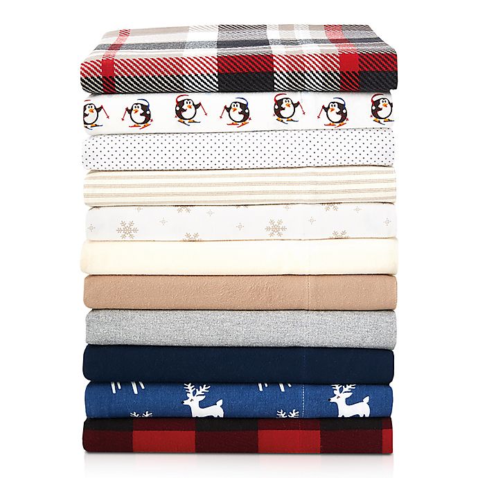 The Seasons Collection Heavyweight Flannel Full Sheet Set Simple Blue Holly 