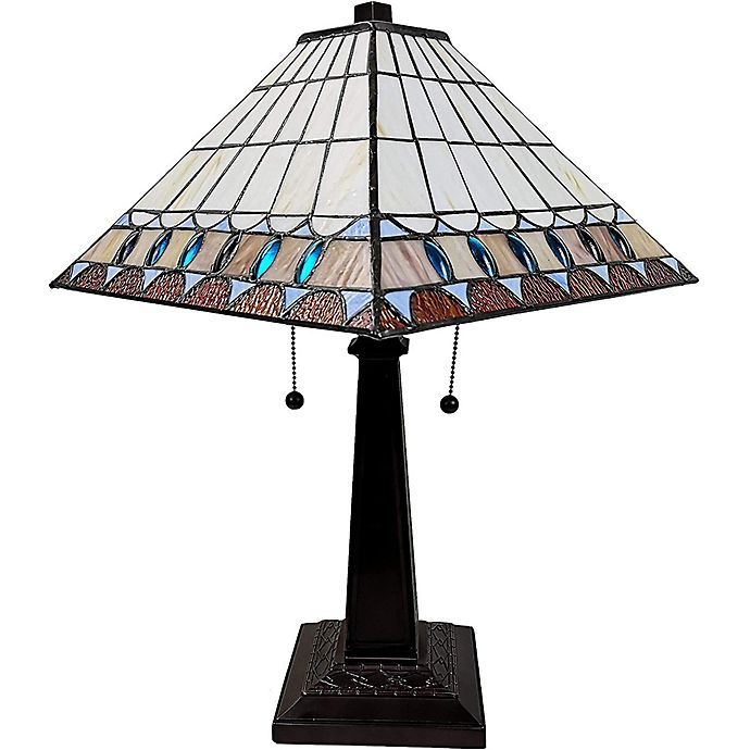 21-Inch Tiffany Style Mission 2-Light Table Lamp with Glass Shade