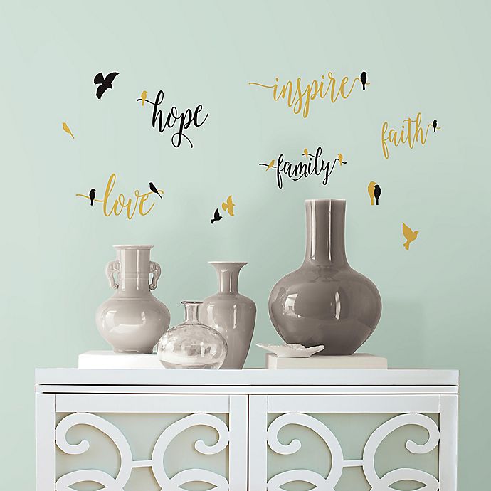 Inspirational Words with Birds Peel and Stick Wall Decals