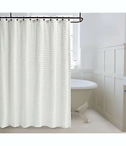 Cortina de baño de algodón con diseño ondulado de chenilla, 1.82 x 1.82 m color blanco