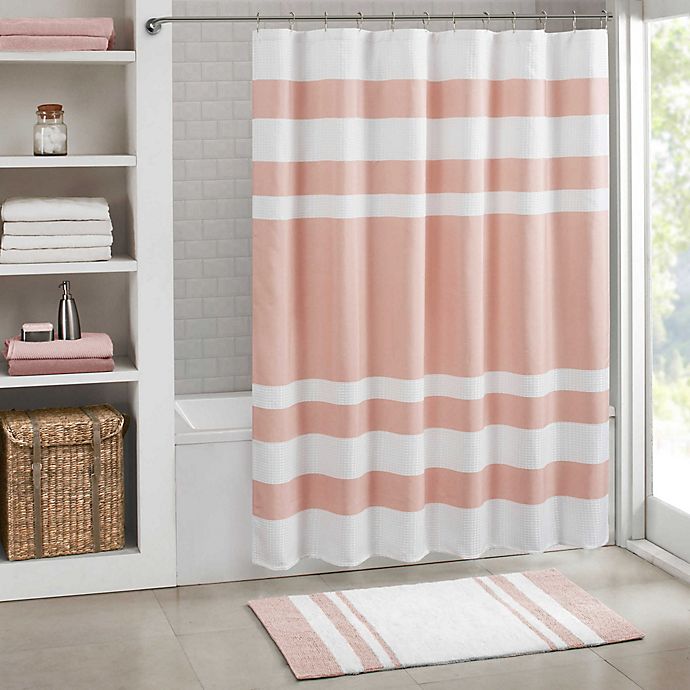 Madison Park Spa Waffle Shower Curtain with 3M Treatment in Blush