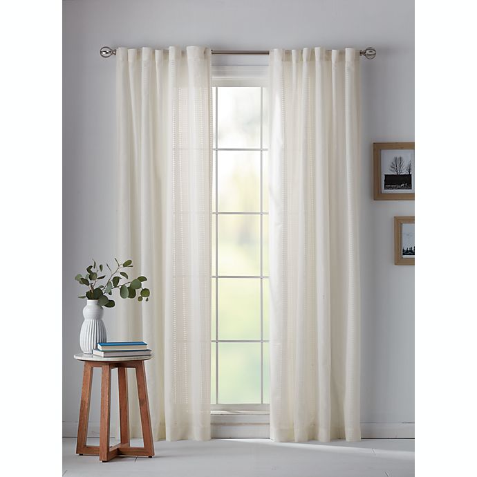 Bee & Willow™ Home Eyelet Stripe 95-Inch Rod Pocket Curtain Panel in Ivory (Single)