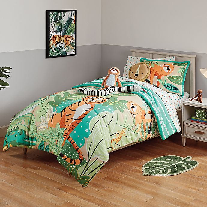 Kids Comforter Set Twin Jungle Bed In A Bag Reversible Bedding Machine Washable 