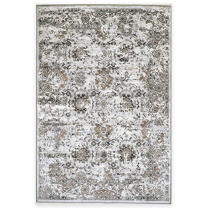 W Home Viscose Area Rug in Distressed Grey/Ivory