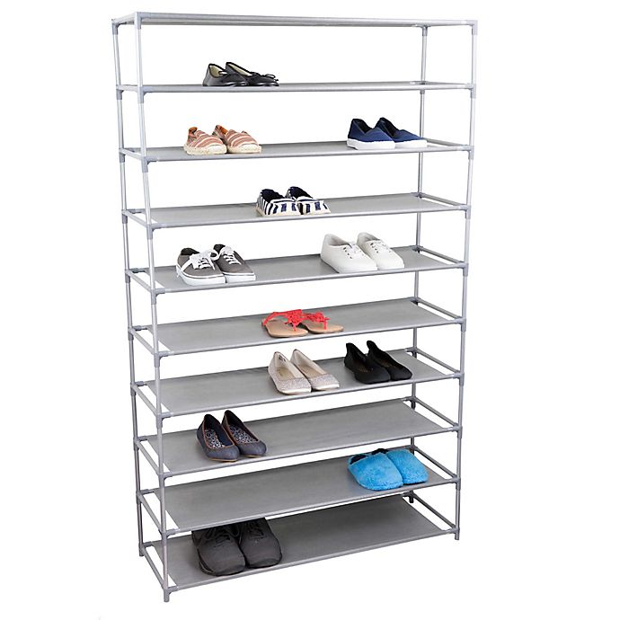 Home Basics® 36-Inch 10-Tier Shoe Rack in Grey