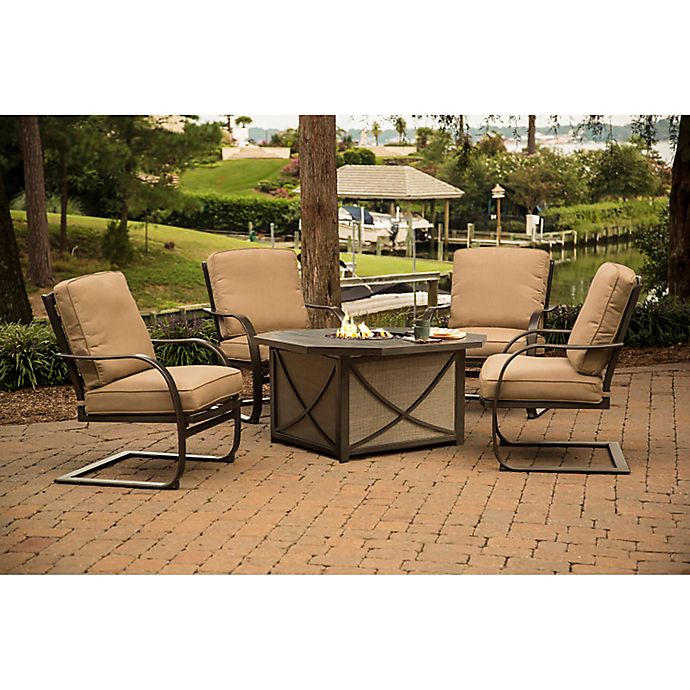 Agio Davenport 5 Piece Outdoor Fire Pit, Agio Fire Pit Table Sets