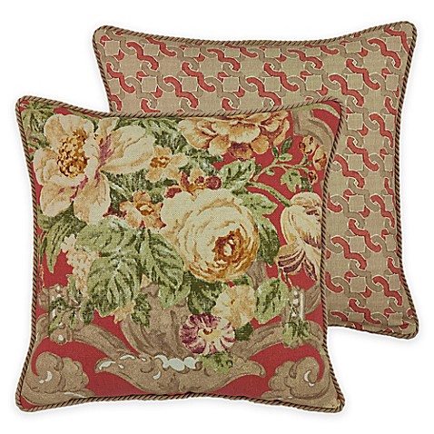 Rose Tree Durham Square Throw Pillow in Coral - Bed Bath & Beyond