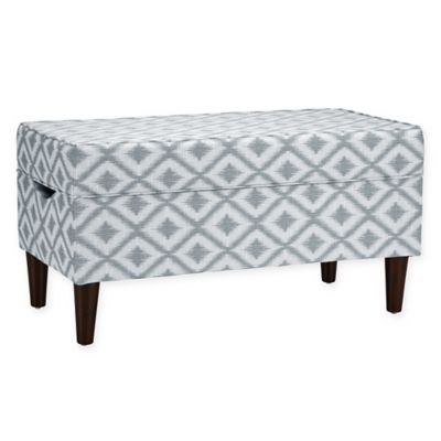 Skyline Furniture Katy Storage Bench in Ikat Fret Pewter - Bed Bath ...