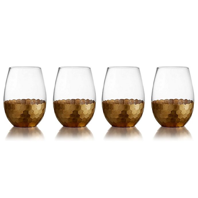 NEW Hand Cut Bevel Crystal Wine Glasses 19 oz Set of 4 by Top Shelf Godinger 