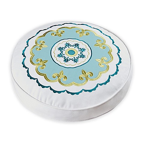 Buy Delilah Round Throw Pillow in Blue/Yellow from Bed Bath & Beyond