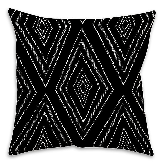Boho Tribal Diamonds Square Throw Pillow in Black/White