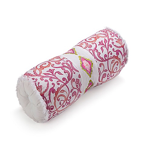 Buy Dena Home Capri Neckroll Throw Pillow in White/Pink from Bed Bath & Beyond