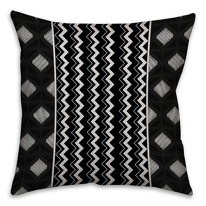 Chevron and Diamonds Boho Tribal Square Throw Pillow in Black/White