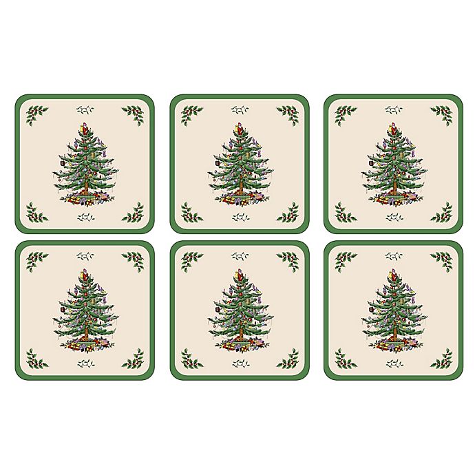 Pimpernel for Spode Christmas Tree Coasters Set of 6 