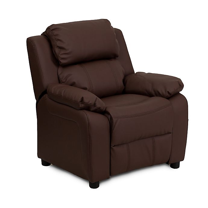 Flash Furniture Leather Kids Recliner with Storage Arms