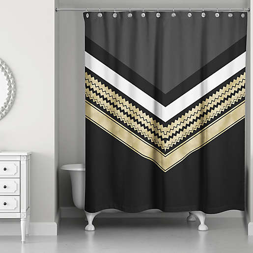 Chic Chevron Arrow Shower Curtain In, Black And Gold Shower Curtain
