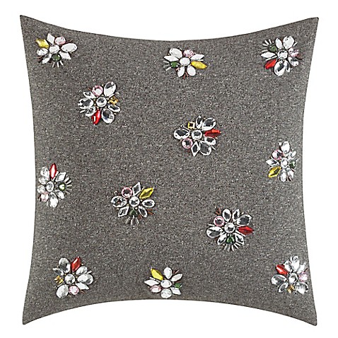 kate spade new york Clustered Gem Square Throw Pillow in Charcoal - Bed Bath & Beyond