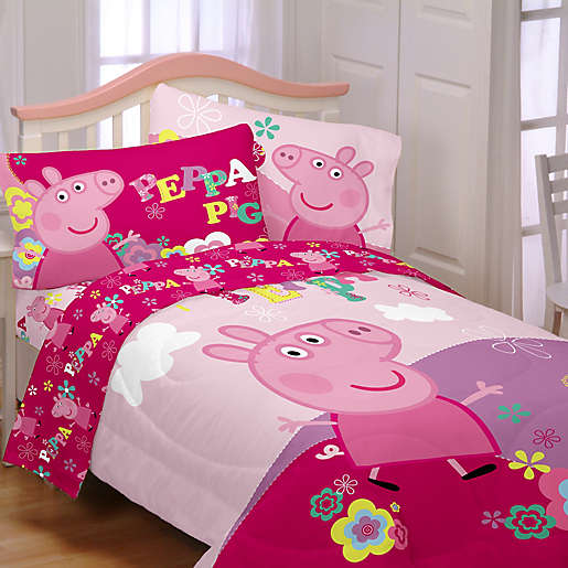 Peppa Pig Reversible Comforter In Pink, Peppa Pig Queen Size Bedding