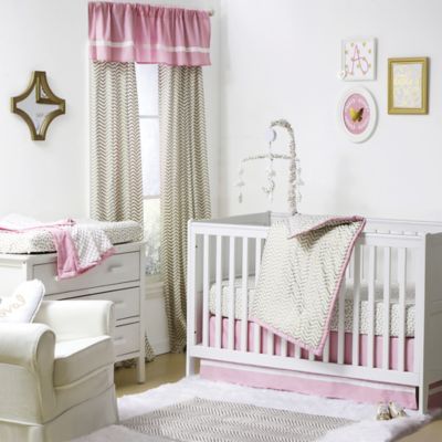 pink and gold baby crib bedding