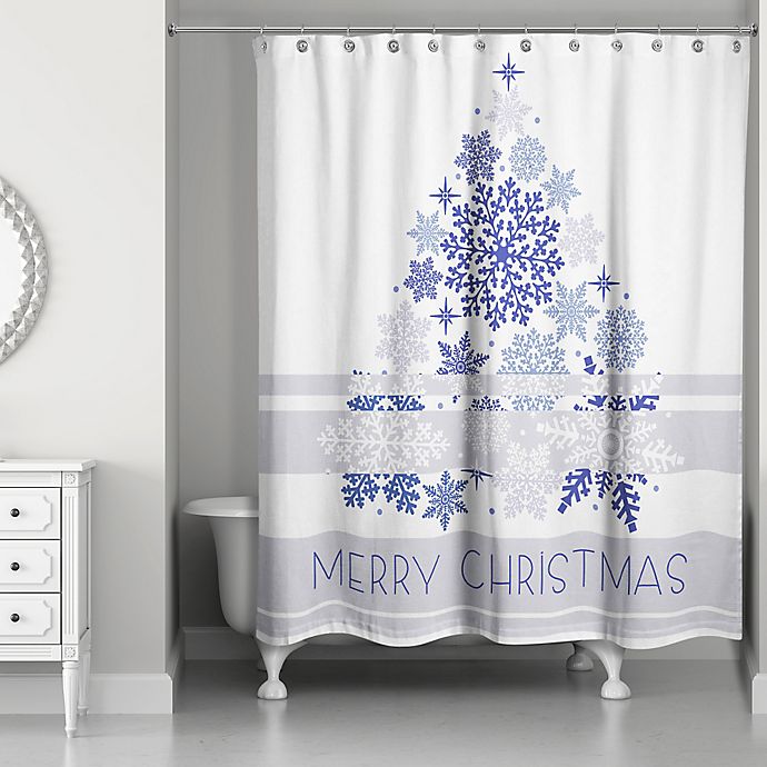 Bathroom Girl 'Blue Night' Kids Christmas Snowflakes Home Gift Bath Shower Curtain Blue White Decor Dorm 71x74 Custom