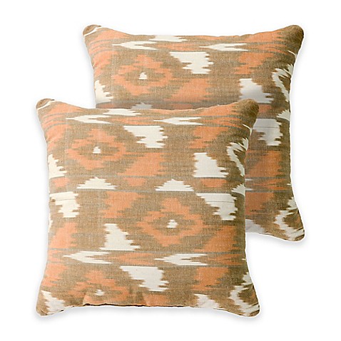 Jamie 18-Inch Square Throw Pillows in Tan (Set of 2) - Bed Bath & Beyond