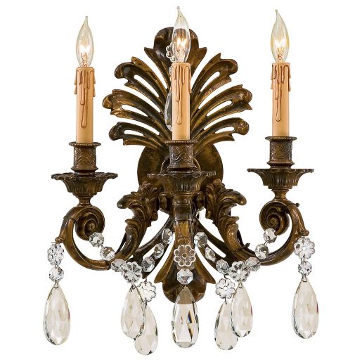 Metropolitan 3-Light Wall Sconce in Oxide Brass with Bohemian Crystals