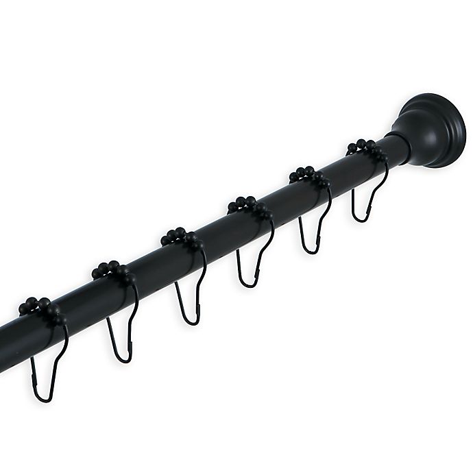 Kingston Brass Adjustable Straight Tension Shower Curtain Rod and Rings in Oil Rubbed Bronze Finish