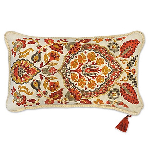 Ankara Embroidered Oblong Throw Pillow in Red - Bed Bath & Beyond