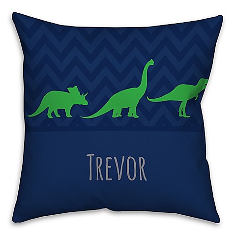 Buy Chevron Dinosaur Square Throw Pillow in Blue and Green from Bed Bath & Beyond
