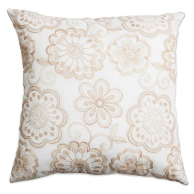 Softline Home Fashions Floral Embroidery Square Throw Pillow - Bed Bath ...