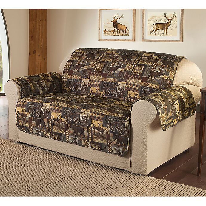 Quilted Lodge Furniture Cover Rustic Cabin Nature Slipcover Sofa Loveseat Chair 