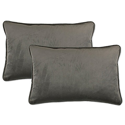 Buy Sherry Kline Richmond Velvet Boudoir Oblong Throw Pillow in Taupe Grey (Set of 2) from Bed ...