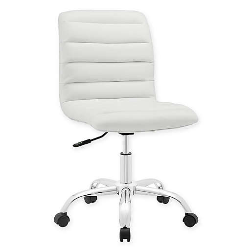 Modway Ripple Mid Back Office Chair, White Leather Office Chair No Arms