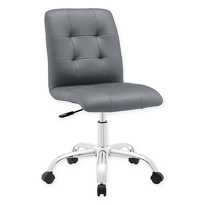 Modway Prim Armless Mid-Back Office Chair in Grey