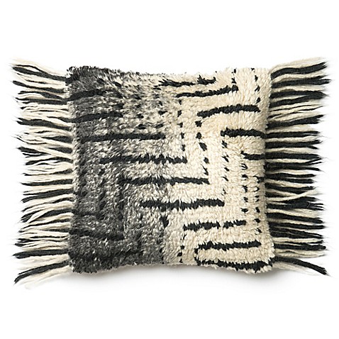 Loloi Horizontal Fringe Square Throw Pillow in Black/Ivory - Bed Bath & Beyond