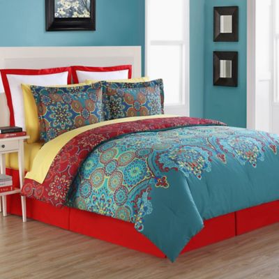 fiesta® terra reversible comforter set in blue  bed bath