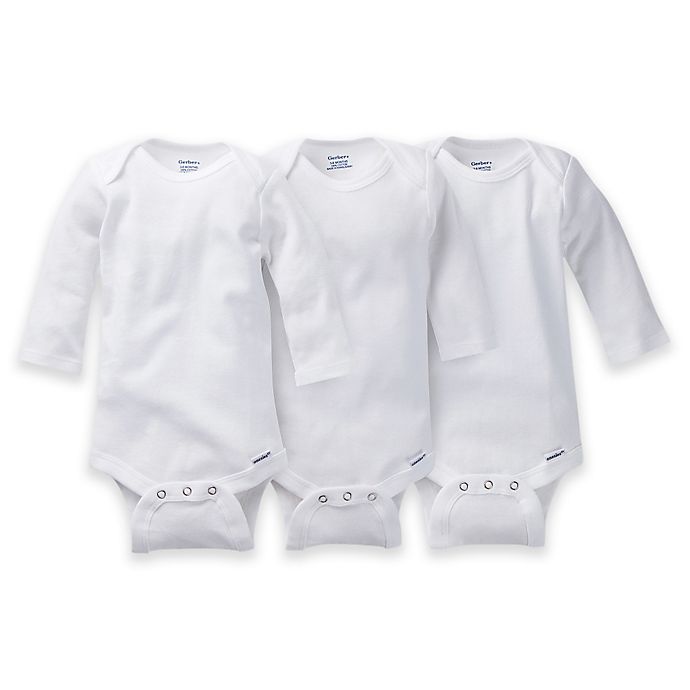 Gerber ONESIES® Brand 3-Pack Long Sleeve Bodysuits in White