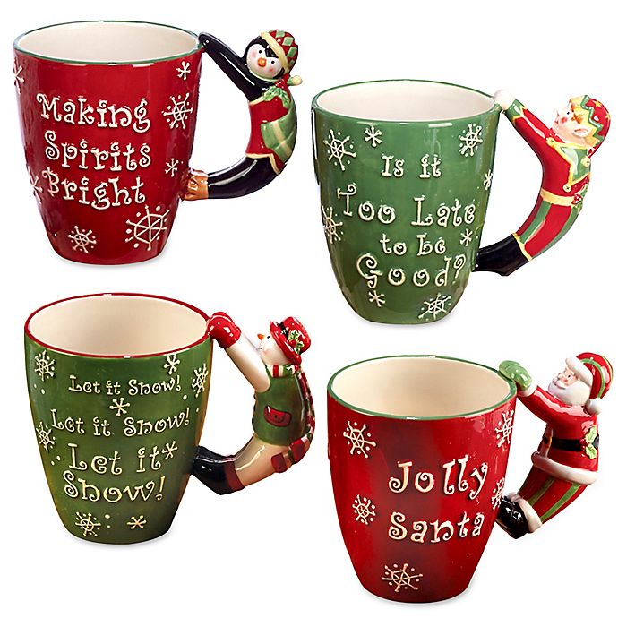 Details about   Bruntmor Ceramic Coffee Mugs Set of 6 Holiday Christmas Theme Star Handle 14 Oz 
