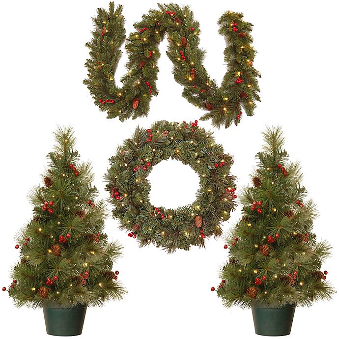 24" Artificial Christmas Wreath Pre-lit 20LDecorated Pinecones Battery Operated 