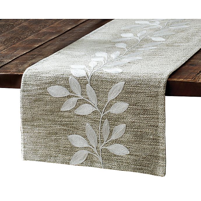 Bee & Willow™ Embroidered Leaf Table Runner in Linen
