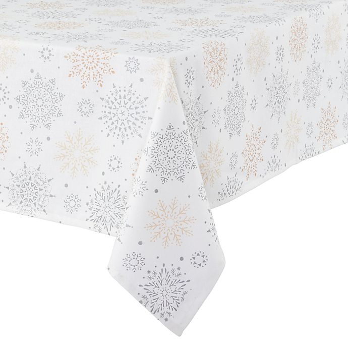 Bee & Willow™ Snowfall Christmas Tablecloth in Silver/Gold