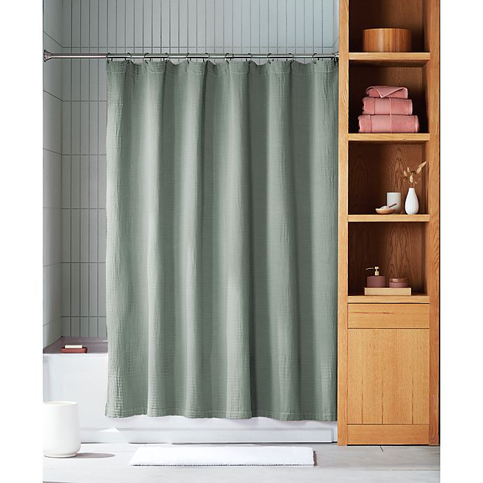 Haven™ 72-Inch x 96-Inch Washed Faille Shower Curtain in Jade