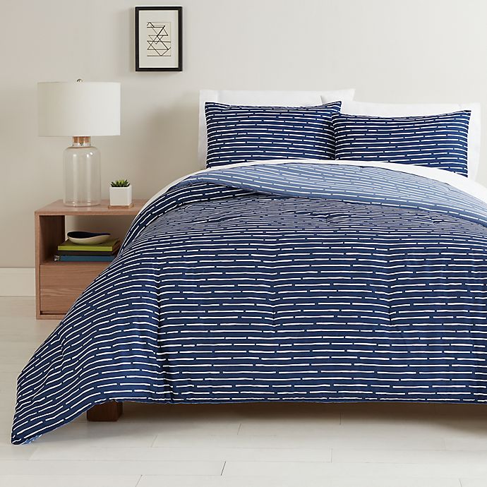 Simply Essential™ Dashed Stripe 3-Piece Reversible Comforter Set
