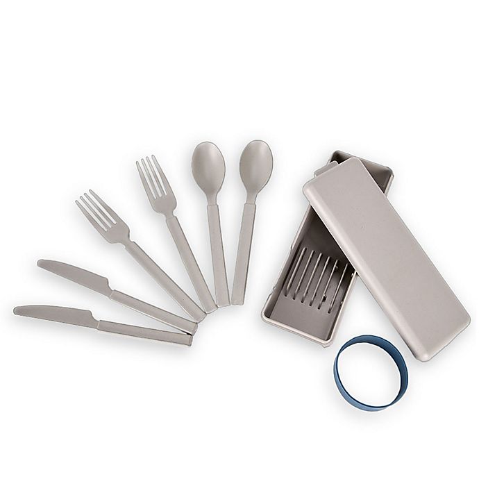 Simply Essential™ 7-Piece Eco-Plastic Flatware Set and Case in Cool Grey