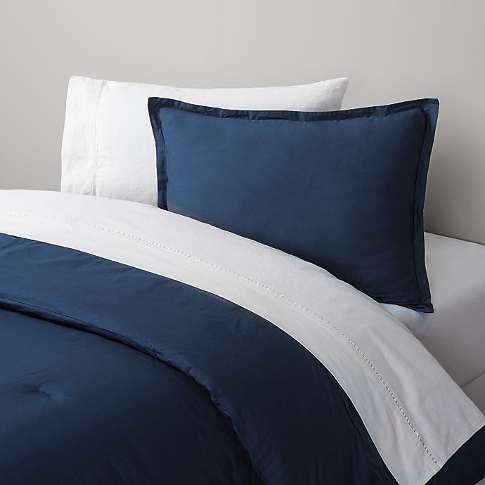 Simply Essential™ Garment Washed Solid 2-Piece Twin/Twin XL Comforter Set in Navy