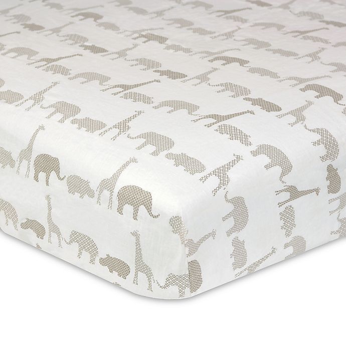 Just Born® Keepsake Washed Linen Animal Treasure Crib Sheet in Ivory