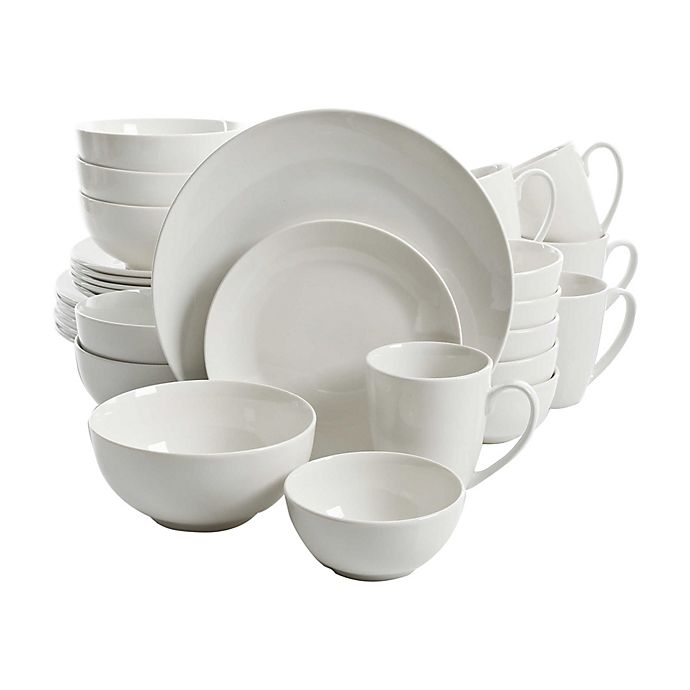 30-Piece Dinnerware Set Porcelain Square Dinner Plates Dish Service For 6 White 